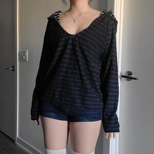 Jack & Jones Deep V-Neck Stripe Slim Knit Hoodie